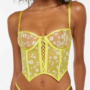NWOT Savage X Fenty Daisy Yellow Puff Daisy Unlined Bustier Sz M
